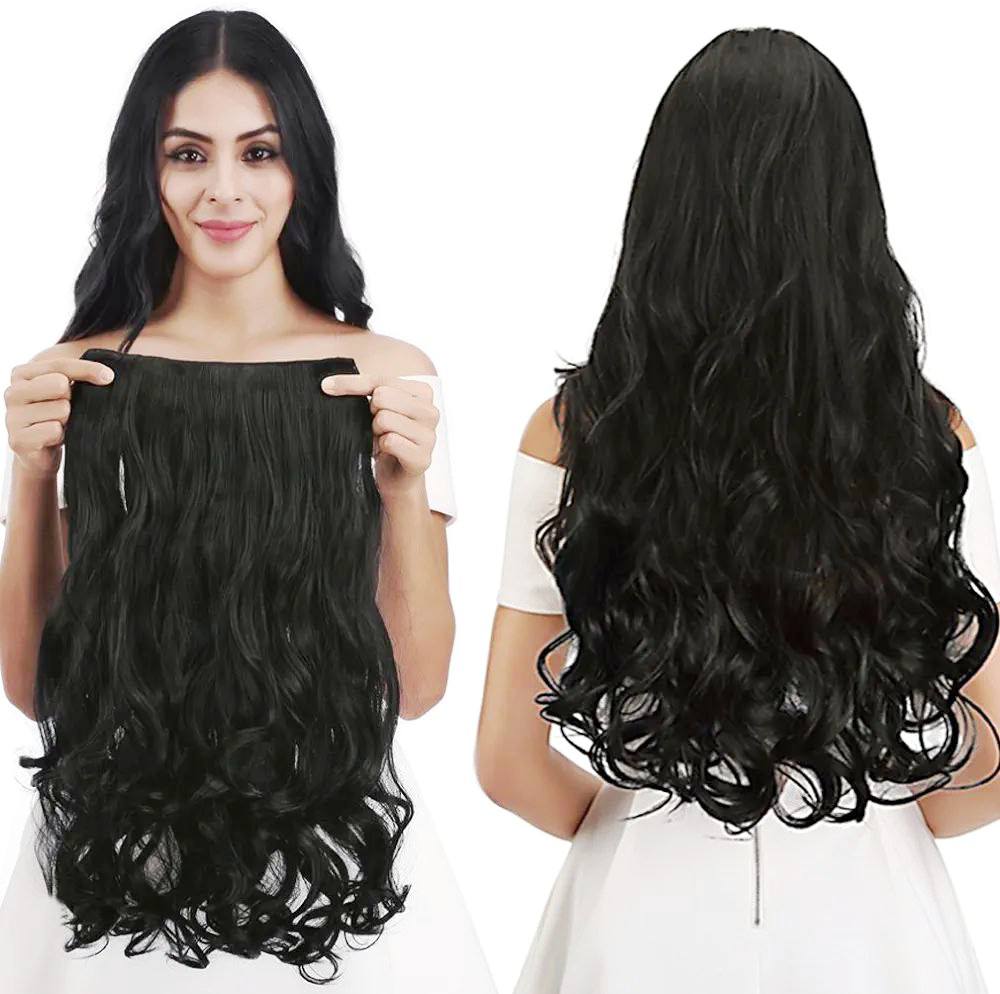 5 clip black curly